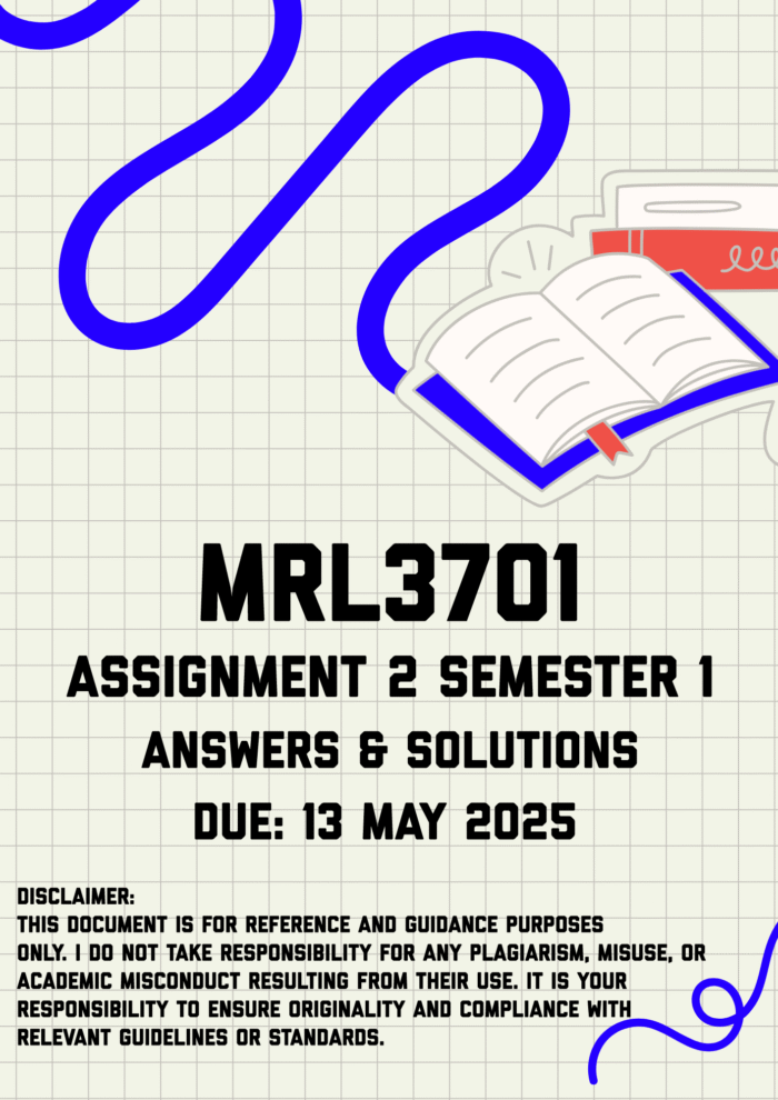 MRL3701 Assignment 2 Semester 1 Memo | Due 13 May 2025