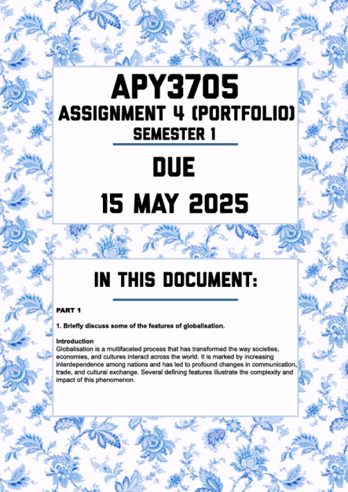 APY3705 ASSIGNMENT 4 (PORTFOLIO) SEMESTER 1 2025 - FULLY ANSWERED (DUE ...