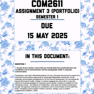 COM2611 ASSIGNMENT 3 (PORTFOLIO) SEMESTER 1 2025 - FULLY ANSWERED (DUE 15 MAY 2025)