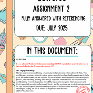 BSW3705 Assignment 2 Memo | Due July 2025