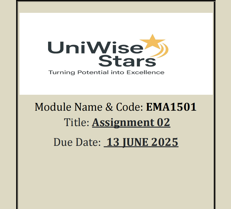 EMA1501 Assignment 2 FULL ANSWERS AND REFERENCES (Due 13 June 2025)