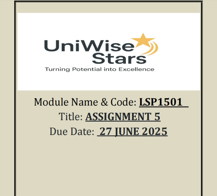 LSP1501 ASSIGNMENT 5 - FULLY ANSWERED & REFERENCES (27 JUNE 2025)