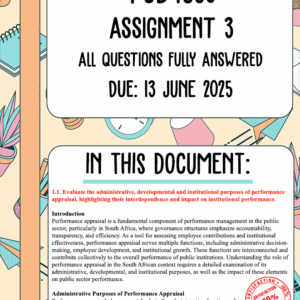 PUB4860 Assignment 3 Semester 1 Memo | Due 13 June 2025