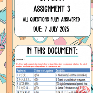 OPM1501 Assignment 3 Memo | Due 7 July 2025
