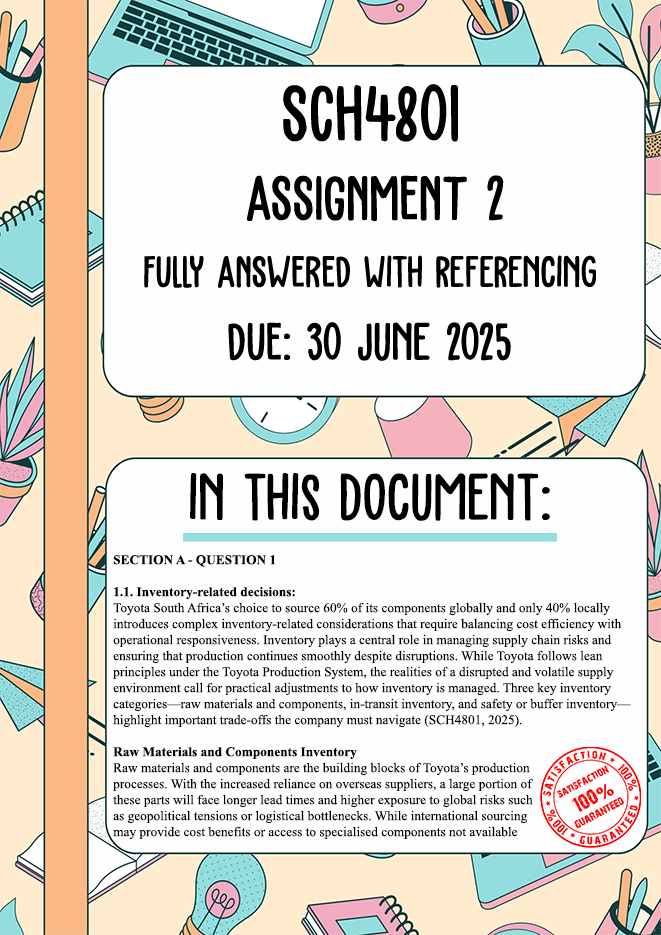 SCH4801 Assignment 2 Memo | Due 30 June 2025