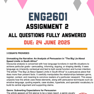 ENG2601 ASSIGNMENT 2 2025 - 3 ESSAYS PROVIDED (DUE 24 JUNE 2025)