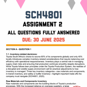 SCH4801 ASSIGNMENT 2 2025 - FULLY ANSWERED (DUE 30 JUNE 2025)