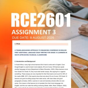 RCE2601 Assignment 3 2025 - Due 8 August 2025