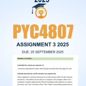 PYC4807 Assignment 3 ANSWERS 2025 - Due 25 September 2025