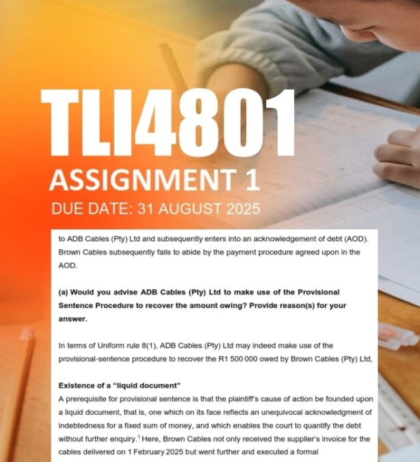 TLI4801 Assignment 1 2025 - Due 31 August 2025 - StudyPass