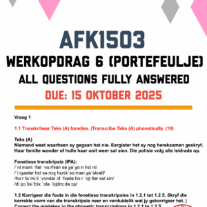 AFK1503 WERKOPDDRAG 6 (PORTEFEULJE) 2025 - FULLY ANSWERED (DUE 15 OKTOBER 2025)