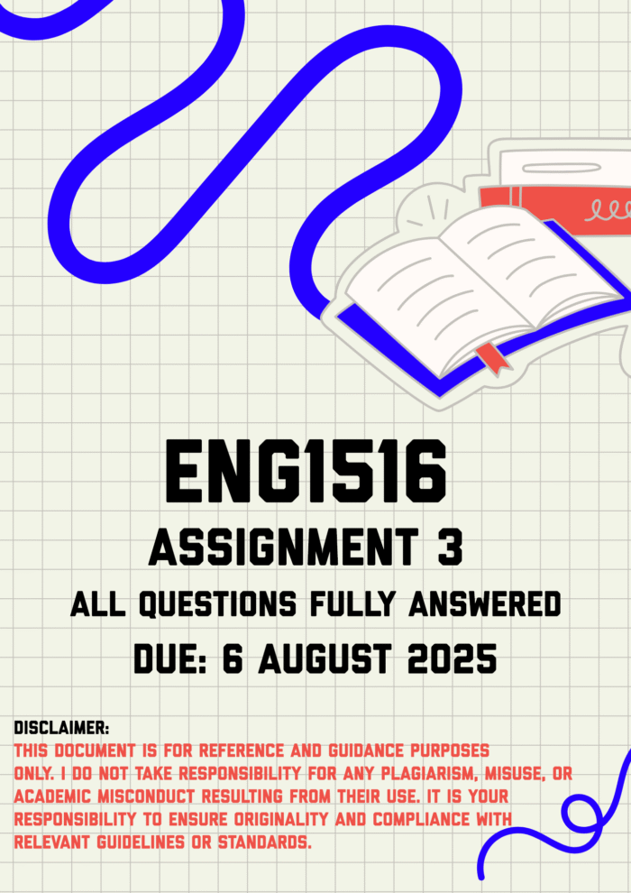 ENG1516 Assignment 3 Memo | Due 6 August 2025