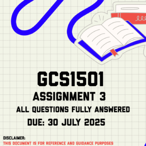 GCS1501 Assignment 3 Memo | Due 30 July 2025