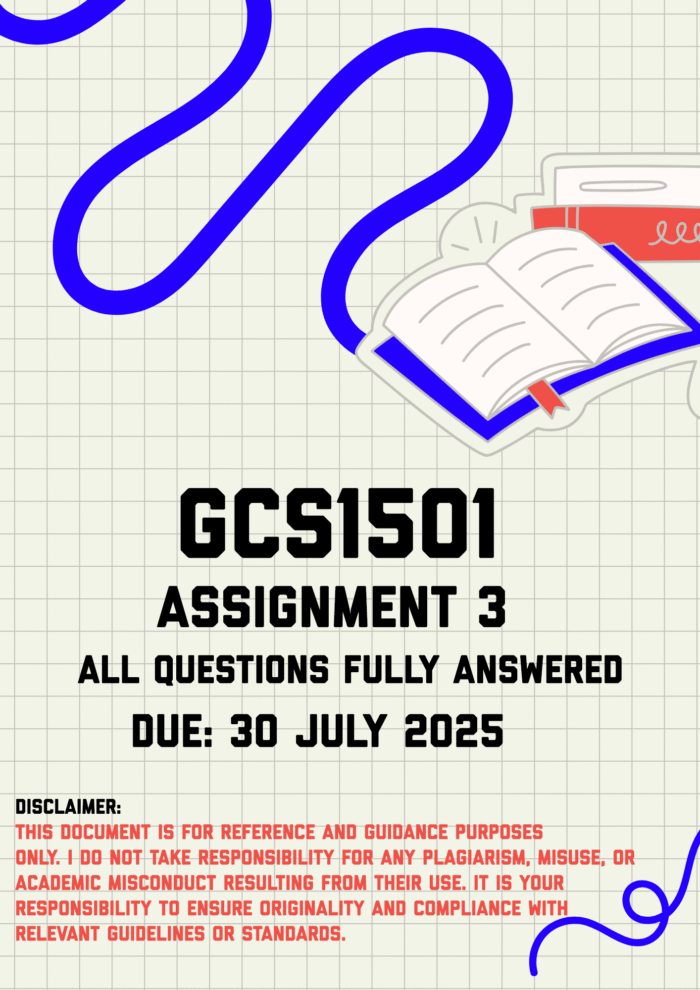 GCS1501 Assignment 3 Memo | Due 30 July 2025