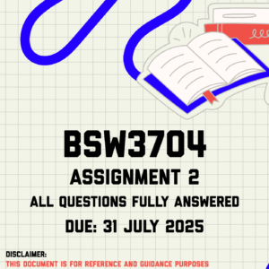 BSW3704 Assignment 2 Memo | Due 31 July 2025