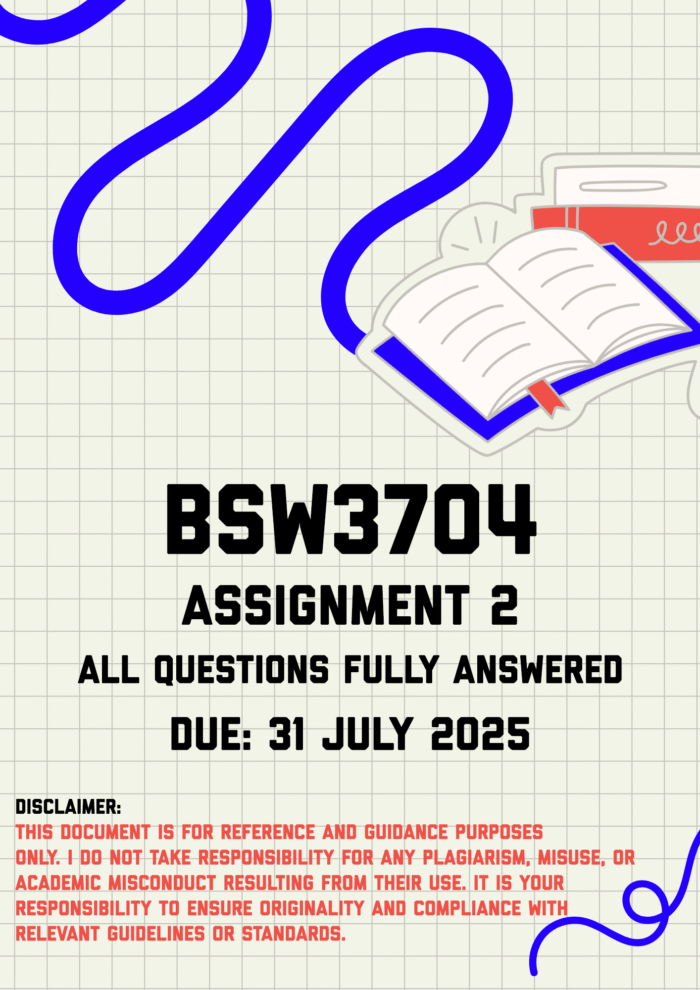 BSW3704 Assignment 2 Memo | Due 31 July 2025
