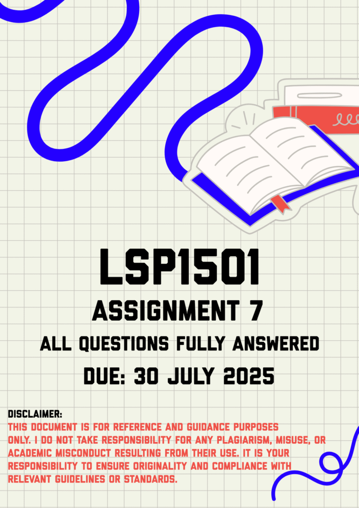 LSP1501 Assignment 7 Memo | Due 30 July 2025
