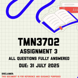 TMN3702 Assignment 3 Memo | Due 31 July 2025