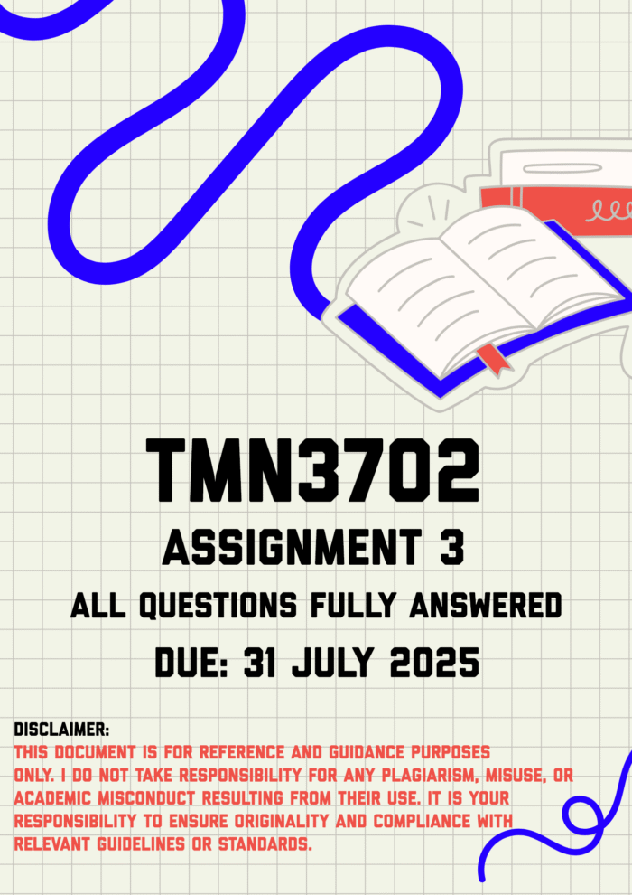 TMN3702 Assignment 3 Memo | Due 31 July 2025