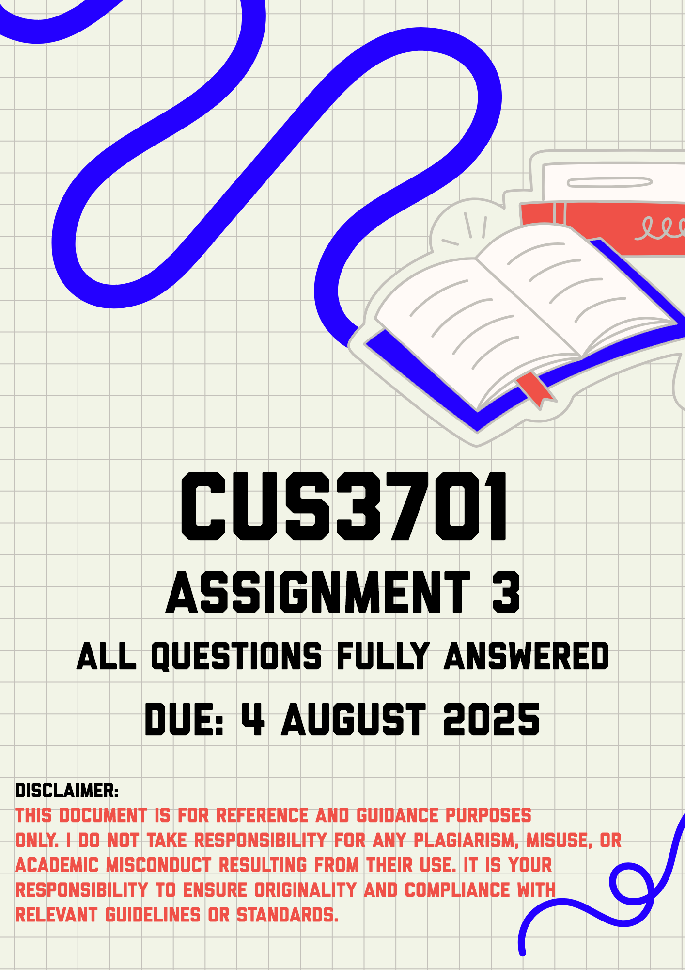 CUS3701 Assignment 3 Memo | Due 4 August 2025