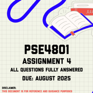 PSE4801 Assignment 4 Memo | Due August 2025