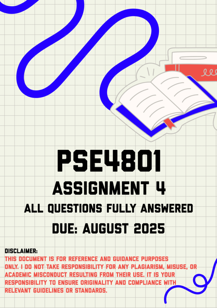 PSE4801 Assignment 4 Memo | Due August 2025