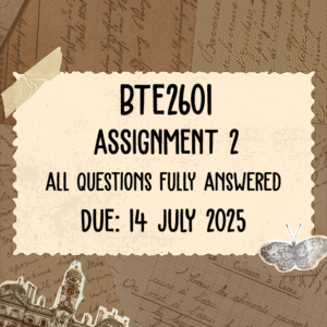 BTE2601 Assignment 2 Memo | Due 14 July 2025