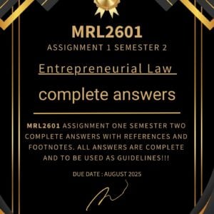 MRL2601 ASSIGNMENT 1 SEMESTER 2 2025 COMPLETE ANSWERS & FOOTNOTES {DUE DATE AUGUST 2025}