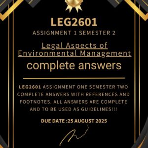 LEG2601 ASSIGNMENT 1 SEMESTER 2 2025 COMPLETE ANSWERS {DUE DATE 25 AUGUST 2025}