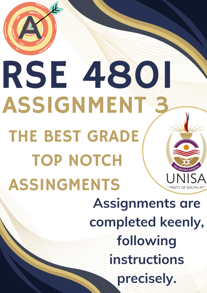 RSE4801 Assignment 3 (COMPLETE ANSWERS) Semester 1 2025 – DUE 7 August 2025; 100% correct solutions and explanations.