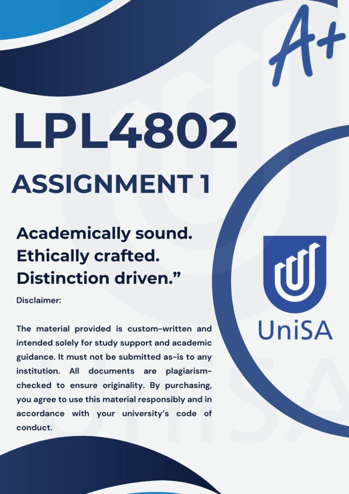 LPL4802 Assignment 1 Semester 2 2025 (COMPLETE ANSWERS) Due Date August 2025