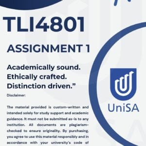 TLI4801 Assignment 1 Semester 2 2025 (COMPLETE ANSWERS) Due Date 21 August 2025