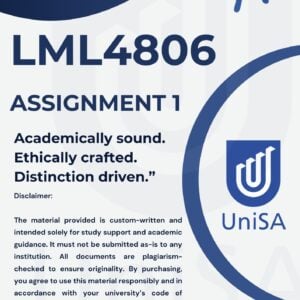 LML4806 Assignment 1 Semester 2 2025 (COMPLETE ANSWERS) Due Date August 2025