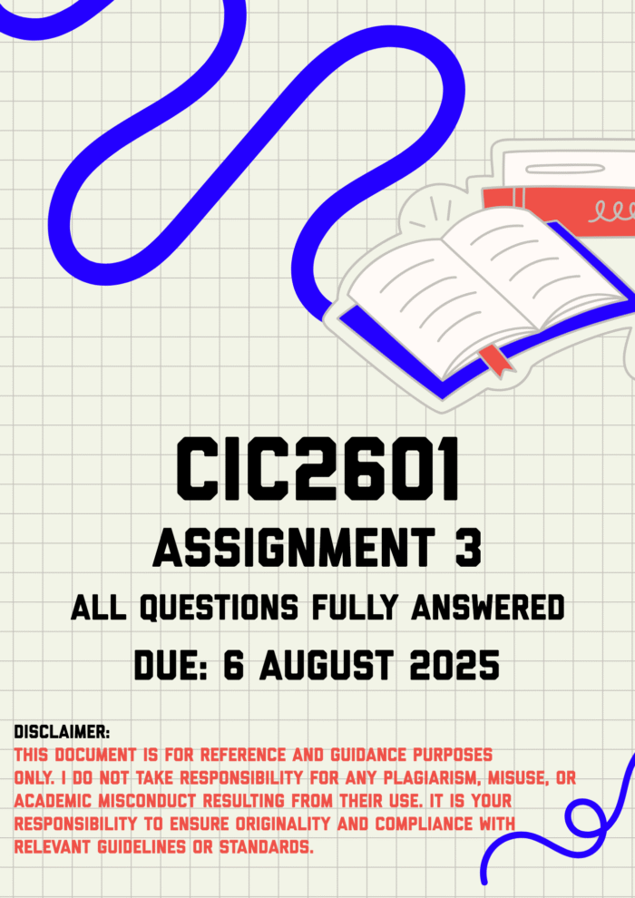 CIC2601 Assignment 3 Memo | Due 6 August 2025