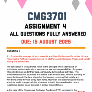 CMG3701 ASSIGNMENT 3 2025 - FULLY ANSWERED (DUE 21 AUGUST 2025)