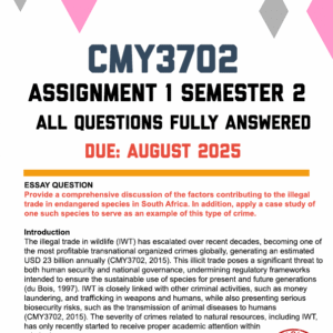 CMY3702 ASSIGNMENT 1 SEMESTER 2 2025 - FULLY ANSWERED (DUE AUGUST 2025)