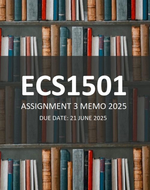 ECS1501 Assignment 3 2025 ANSWERS Due 21 July 2025 (Learnlib) - StudyPass