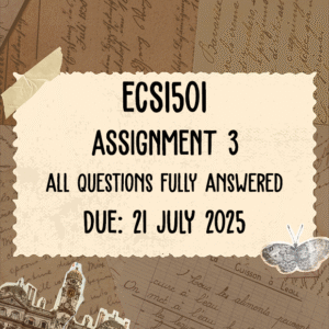ECS1501 Assignment 3 Memo | Due 21 July 2025