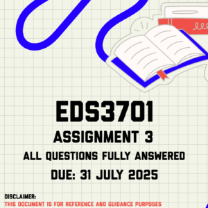 EDS3701 Assignment 3 Memo | Due 31 July 2025