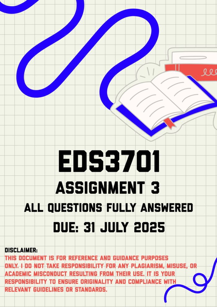 EDS3701 Assignment 3 Memo | Due 31 July 2025