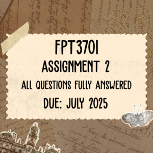 FPT3701 Assignment 2 Memo | Due July 2025
