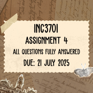 INC3701 Assignment 4 Memo | Due 21 July 2025