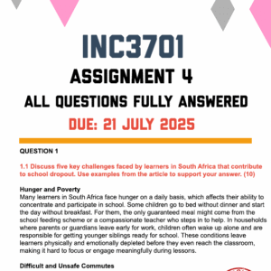 INC3701 ASSIGNMENT 4 2025 - FULLY ANSWERED (DUE 21 JULY 2025)
