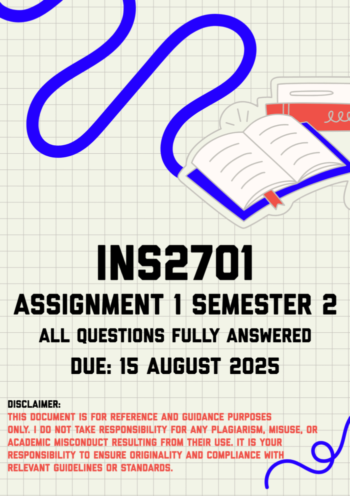 INS2701 Assignment 1 Semester 2 Memo | Due 15 August 2025