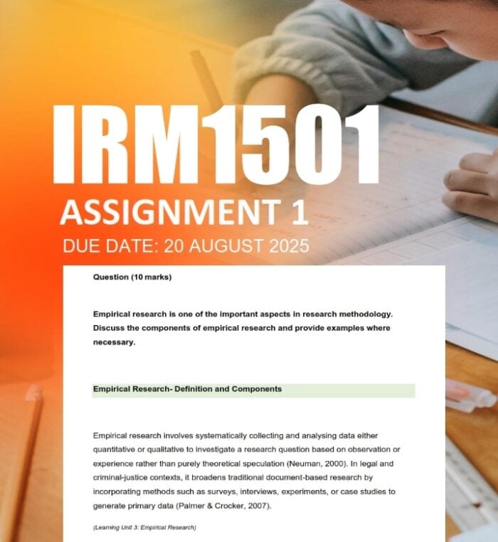 IRM1501 Assignment 1 2025 - Due 20 August 2025