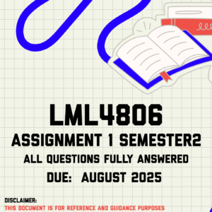 LML4806 Assignment 1 Semester 2 Memo | Due August 2025