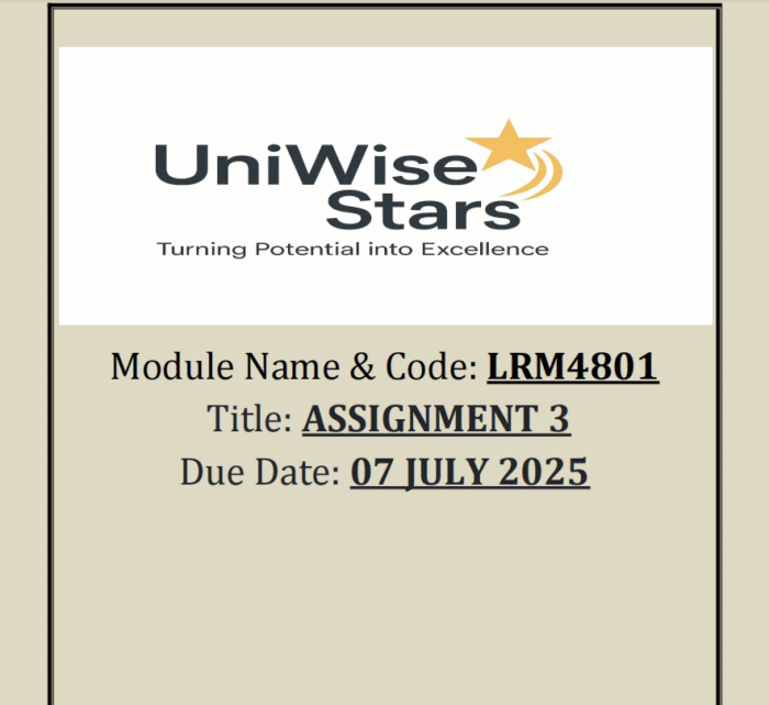 LRM4801 ASSIGNMENT 3 - ALL ANSWERS AND REFERENCE (07 JULY 2025)