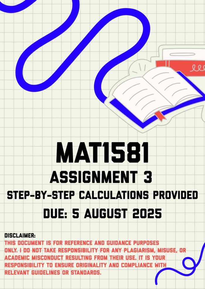 MAT1581 Assignment 3 Memo | Due 5 August 2025