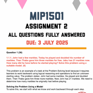 MIP1501 ASSIGNMENT 2 2025 - STEP-BY-STEP CALCULATIONS PROVIDED (DUE 3 JULY 2025)
