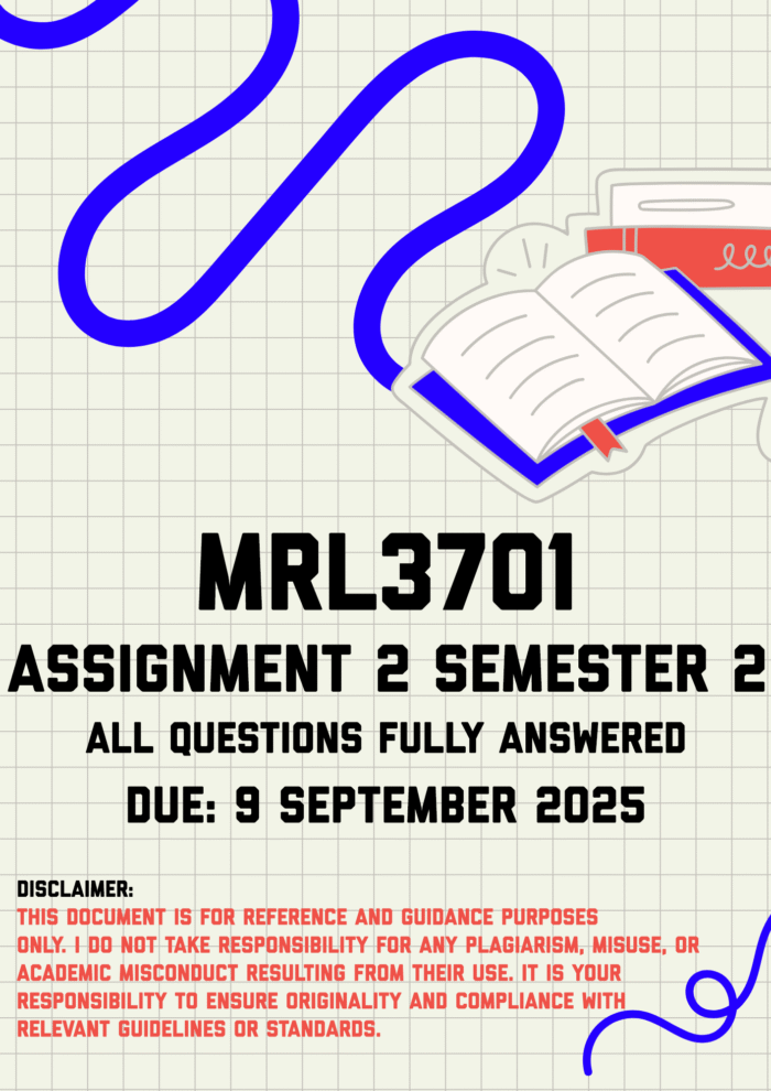 MRL3701 Assignment 2 Semester 2 Memo | Due 9 September 2025